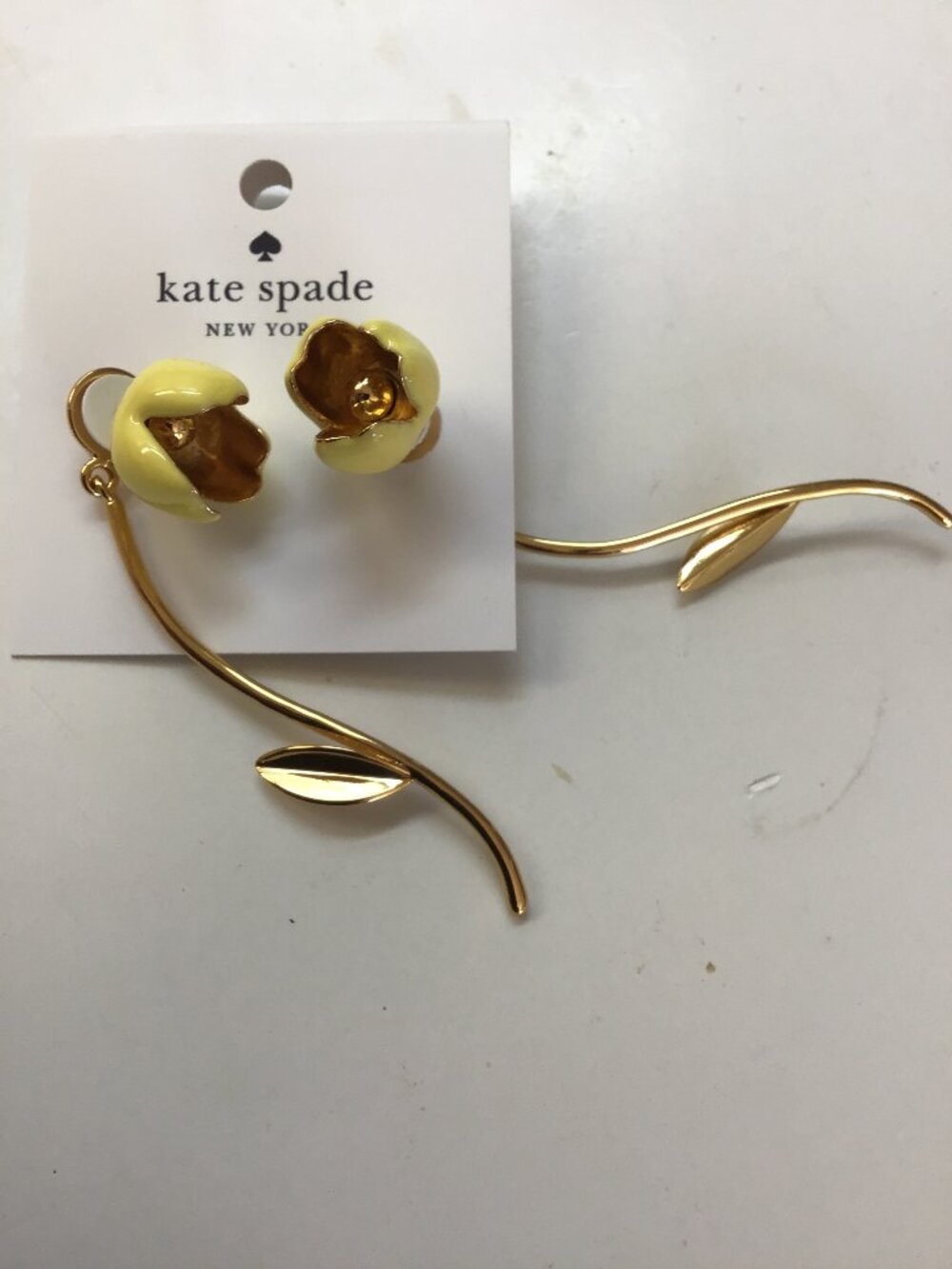 Kate Spade New Yellow Flower on Long Stem Earrings
